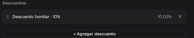 Descuento familiar del 10% asociado al evento