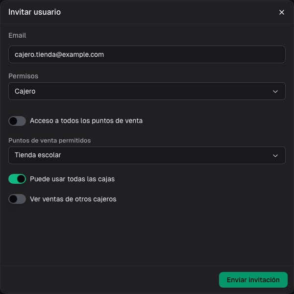 Configuración de un cajero restringido a puntos de venta seleccionados