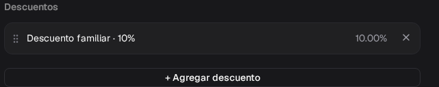 Descuento familiar del 10% asociado al evento