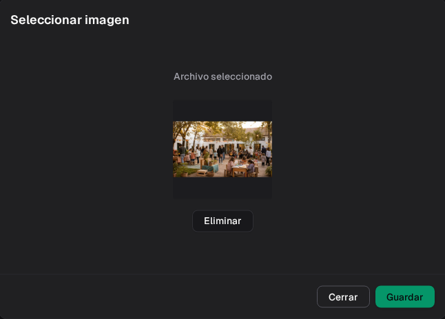 Selector de portada con una imagen del Festival de la Comunidad lista para cargar