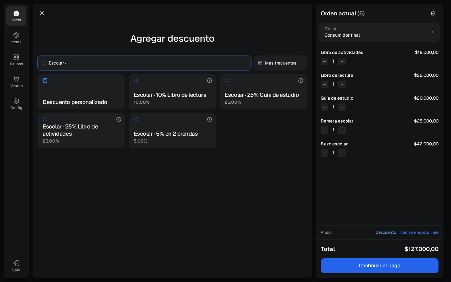Descuentos guardados de la tienda escolar disponibles para combinar