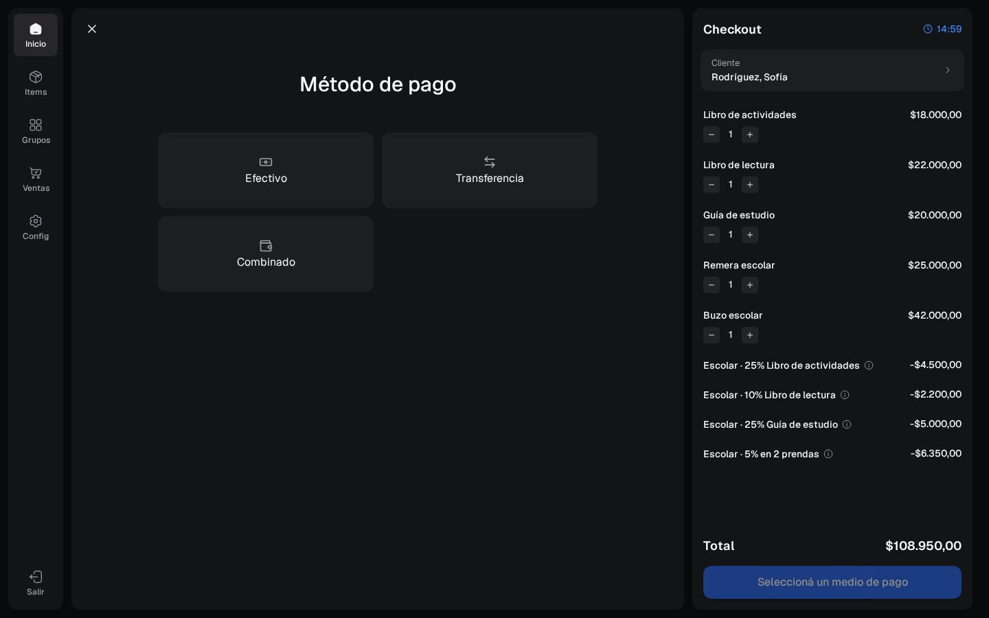 Medios de pago disponibles en el checkout del POS