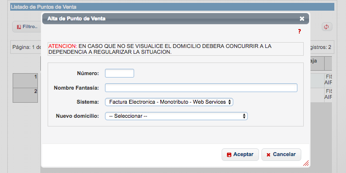 Alta de punto de venta en ARCA: Sistema Factura Electronica - Monotributo - Web Services