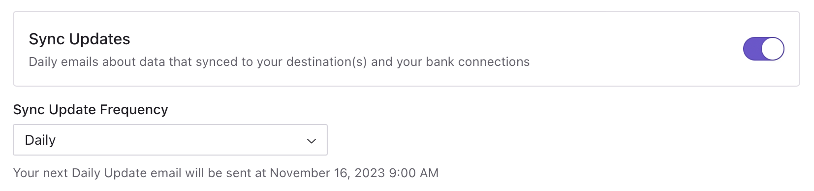 sync updates settings