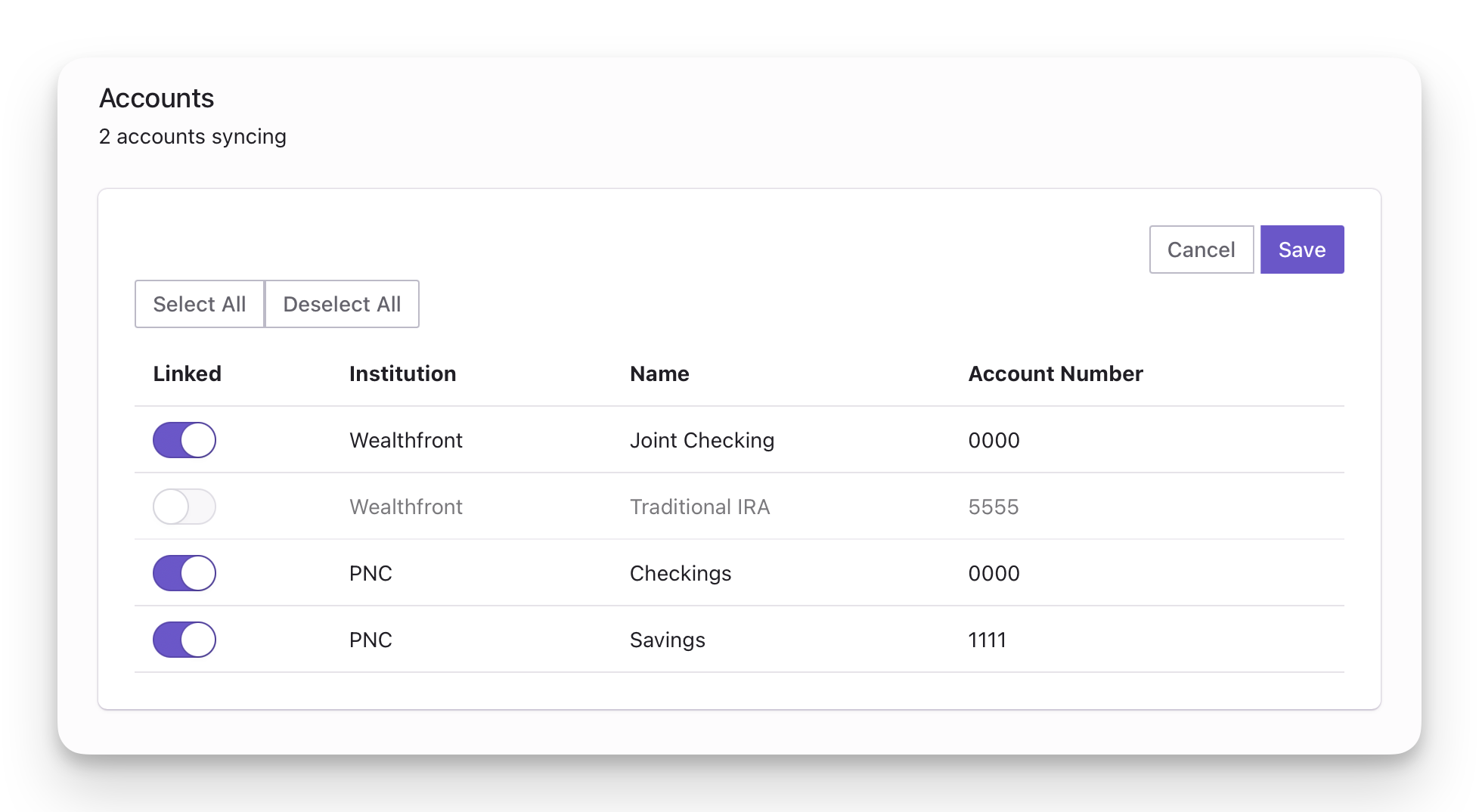 destination accounts