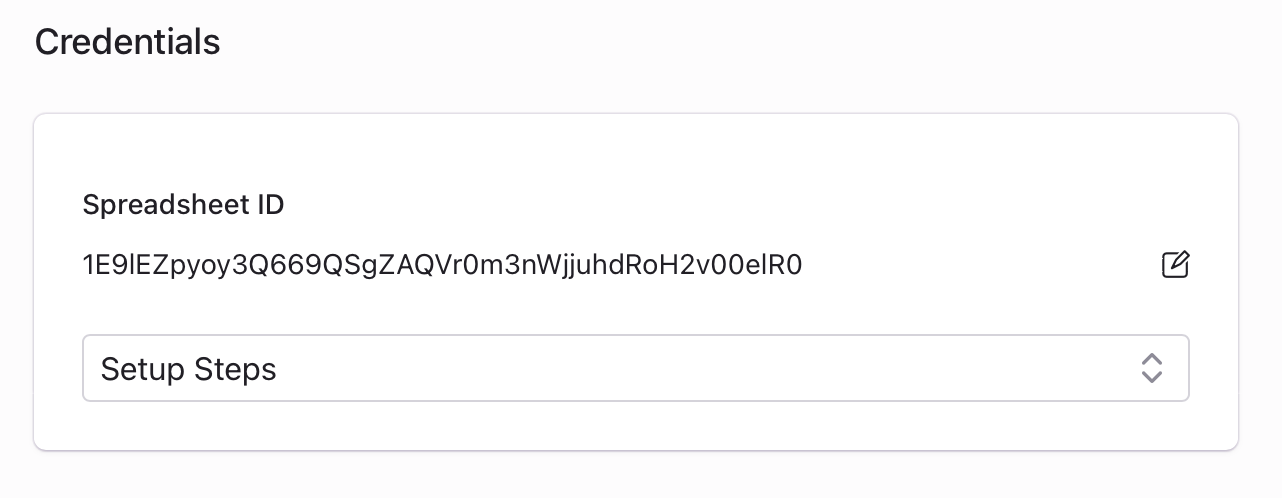 google sheets credentials