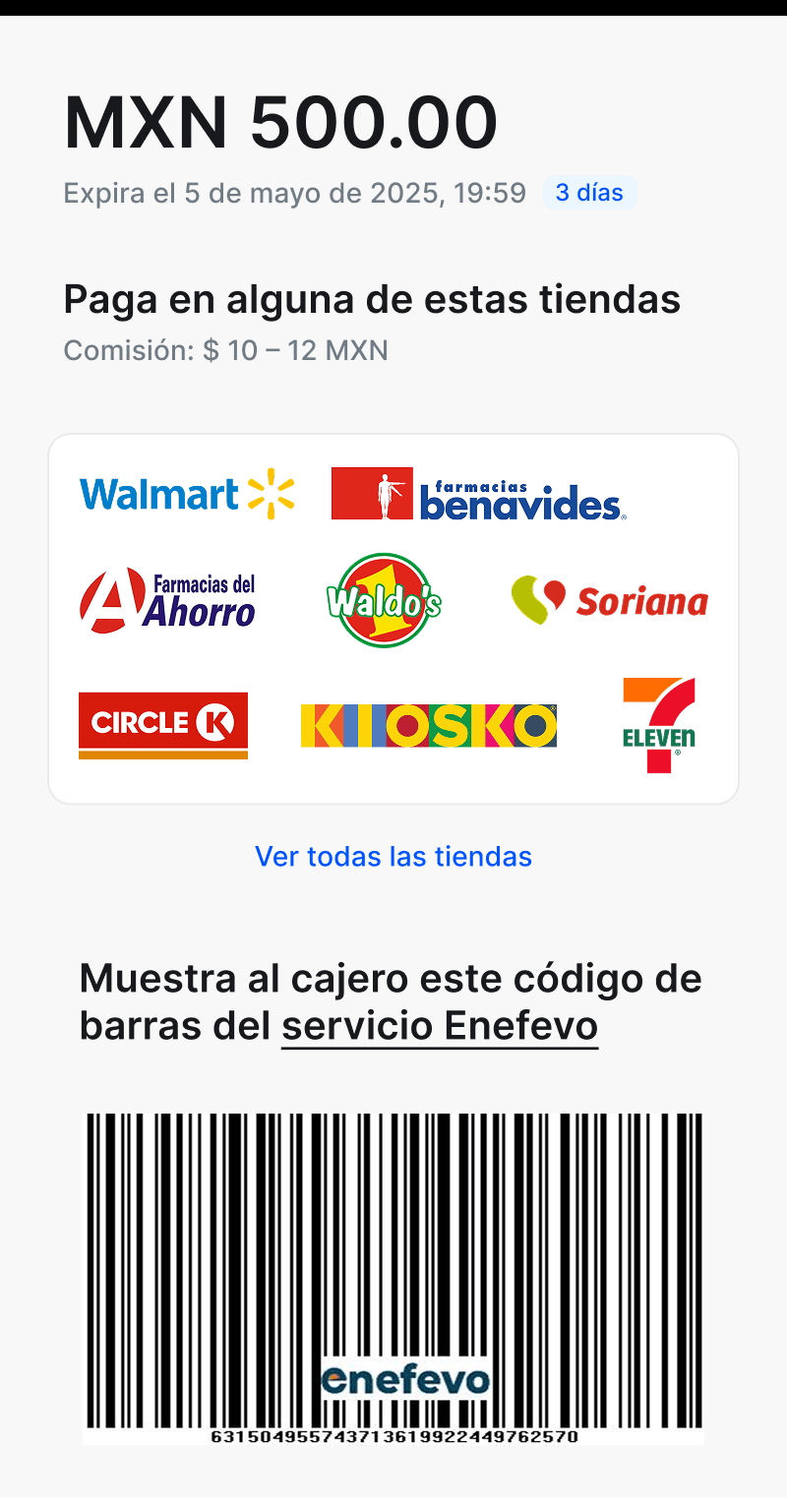 Voucher con instrucciones para enviar al usuario