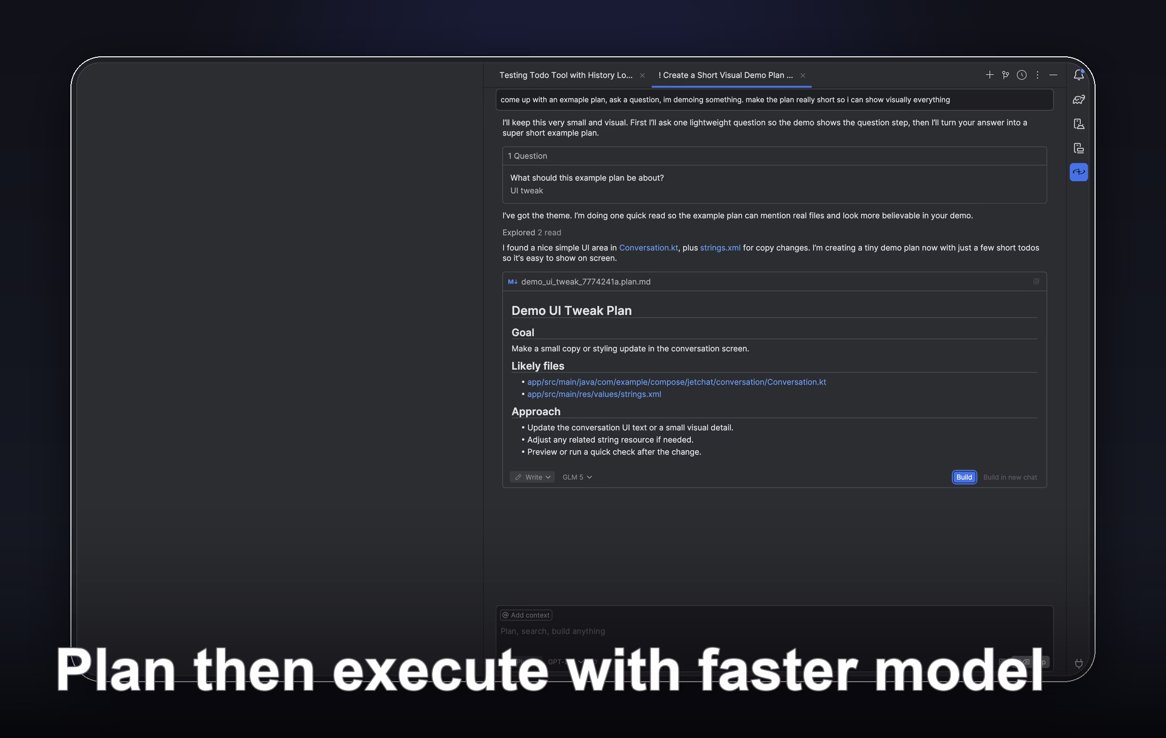 Planning Mode document generation view in the Firebender plugin