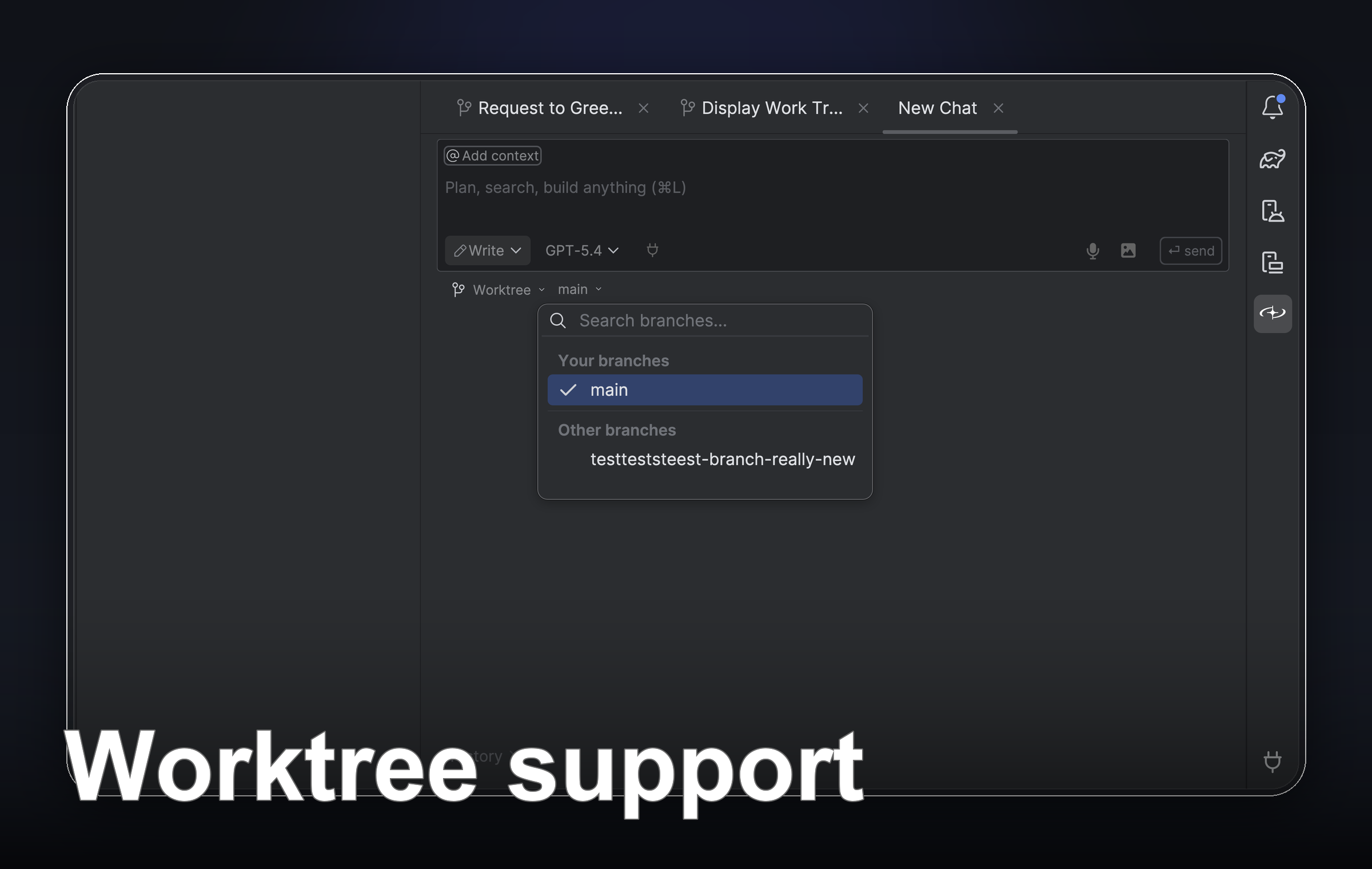 Worktree selection menu in the Firebender plugin