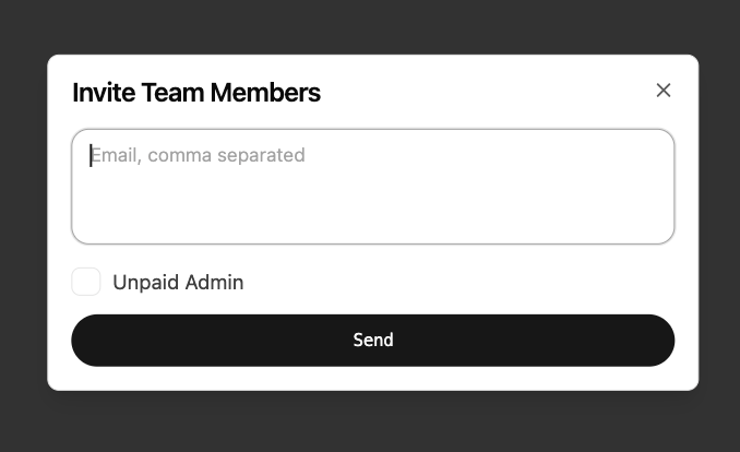 Invite team members form
