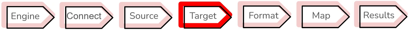 The next step in the wizard is to specify a data target.