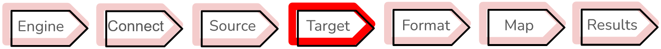 The next step in the wizard is to specify a data target.