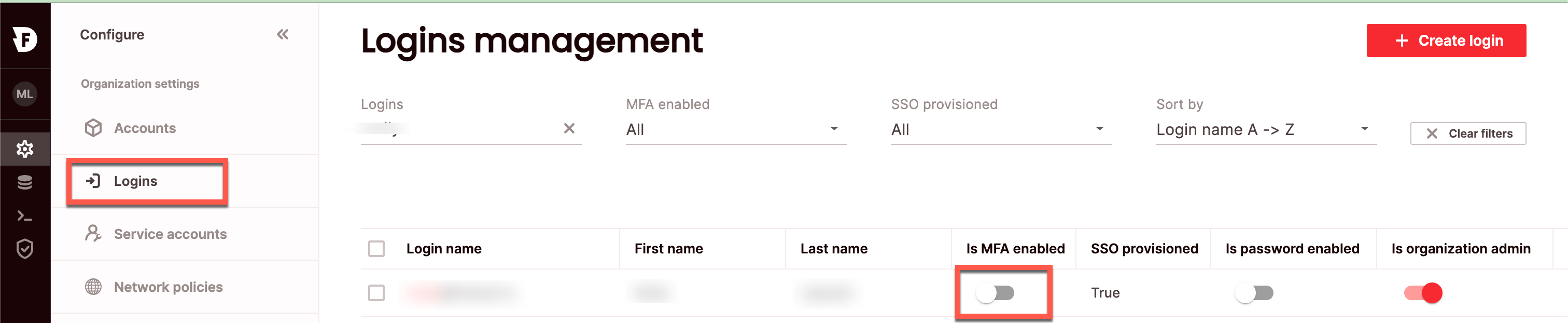 Configure > MFA