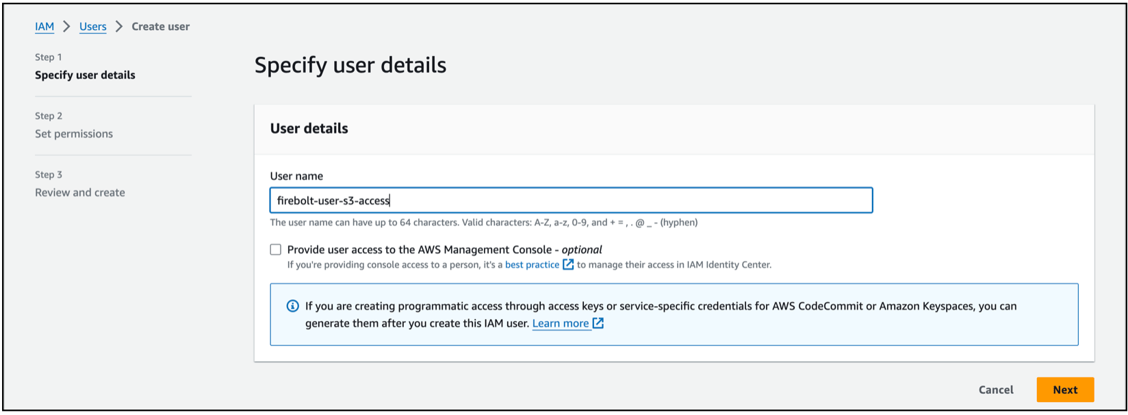 Specify User Name
