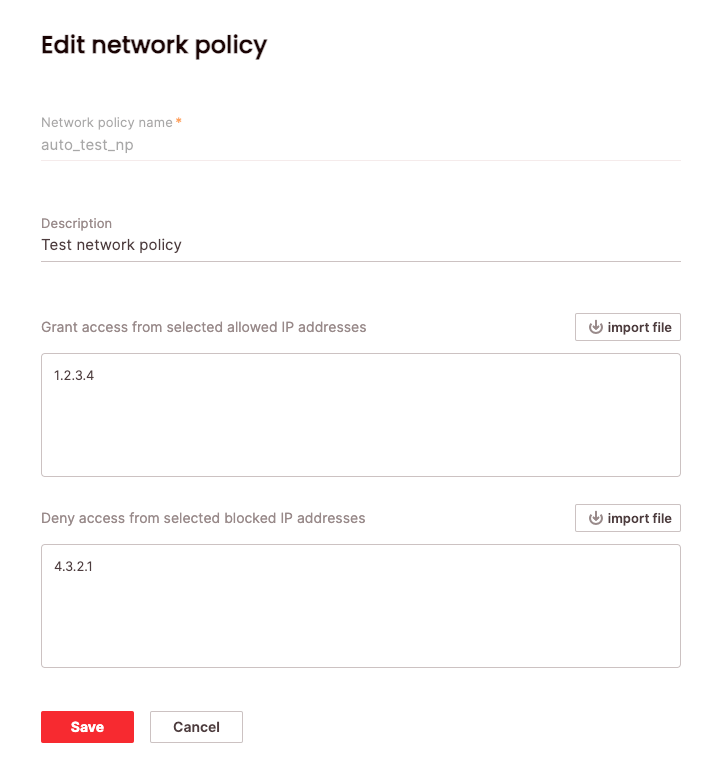 Edit network policy