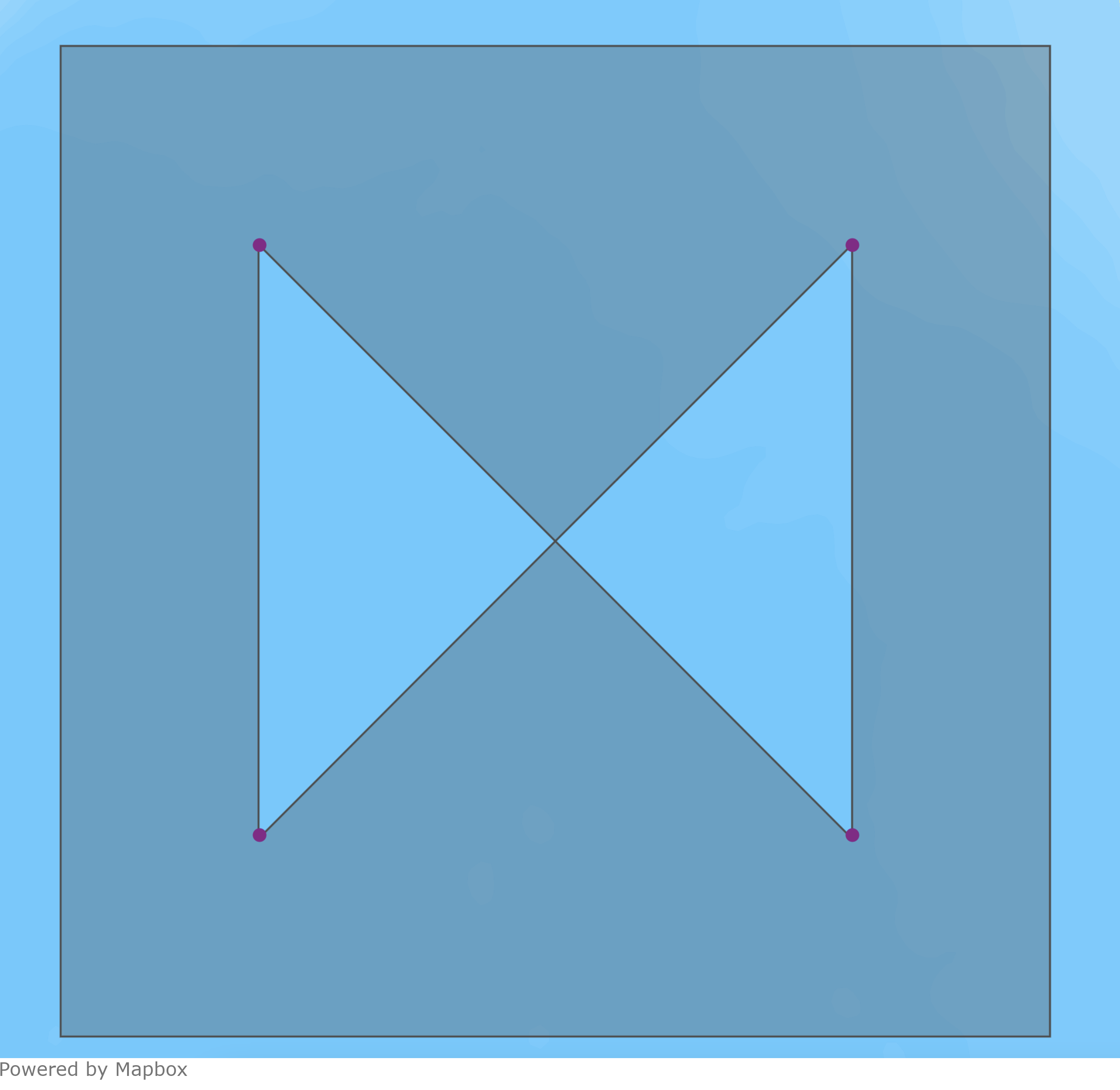 A Polygon with a hole that intersects itself.