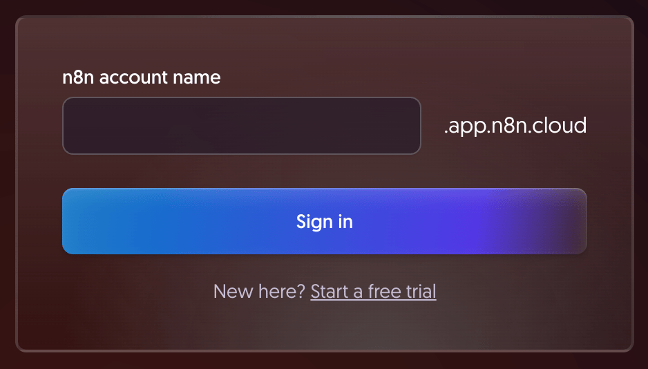 Página principal de n8n Cloud mostrando las opciones de registro