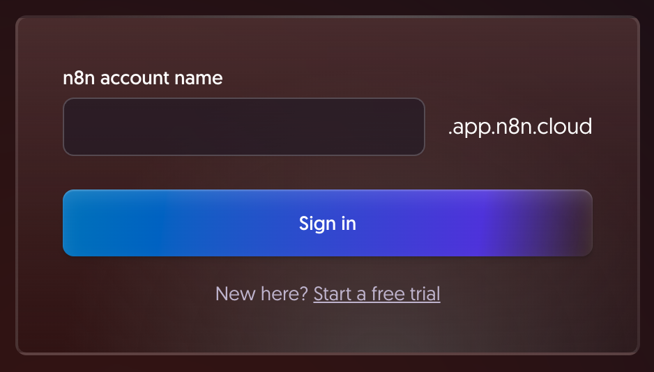 n8n Cloud homepage showing the signup options