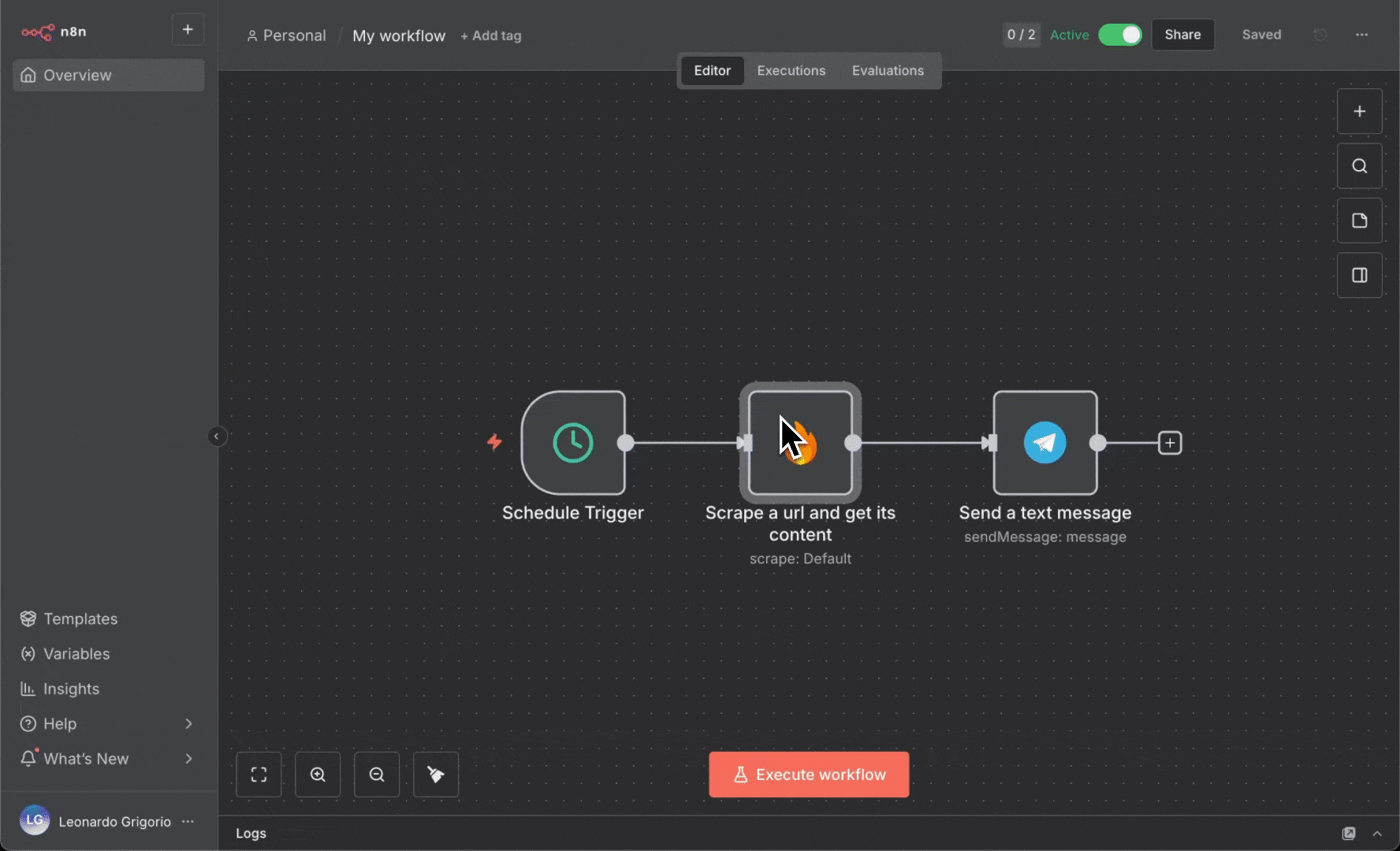 Firecrawl Search node configuration with "ai news" query