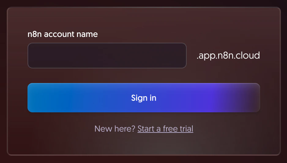 n8n Cloud homepage showing the signup options