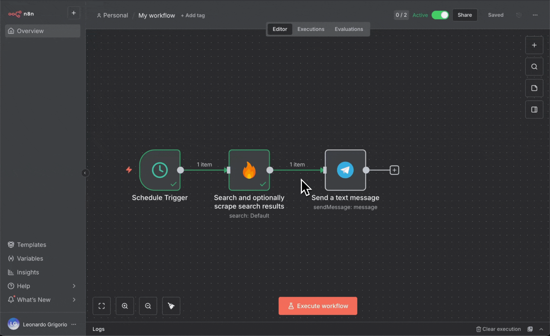 Code ノードを追加し、フォーマット用スクリプトを貼り付ける