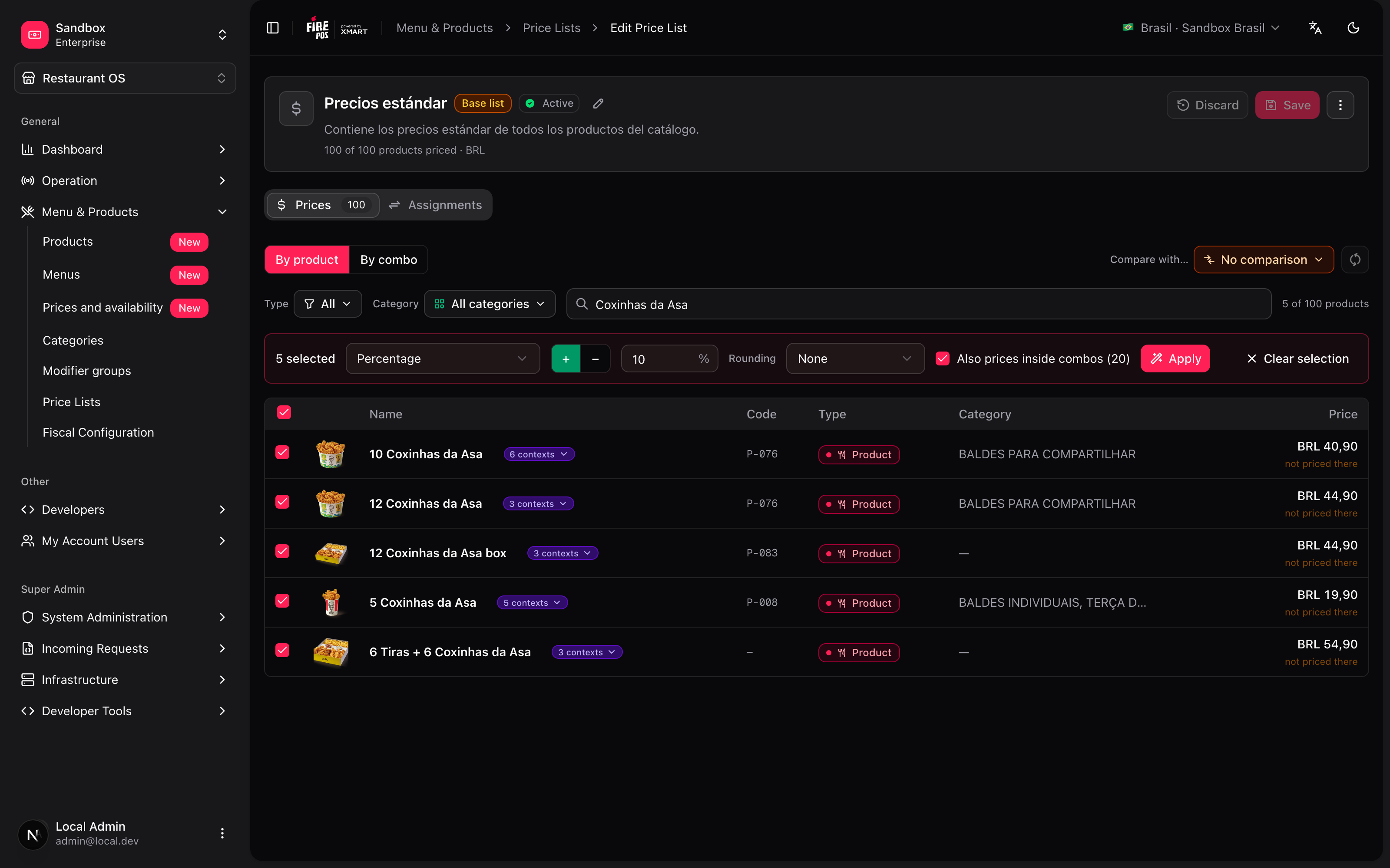 Compare mode: reference under each price