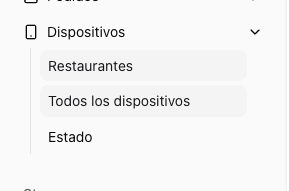 Devices submenu with the Restaurants option