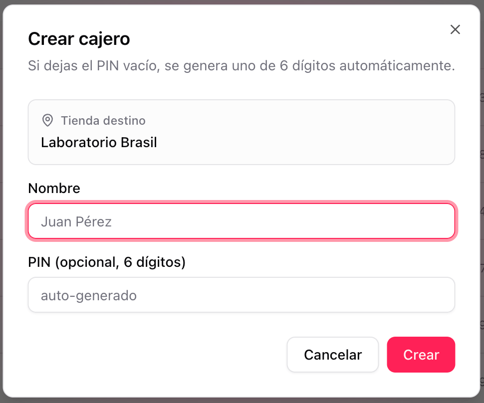 Create cashier form in the Fire backoffice