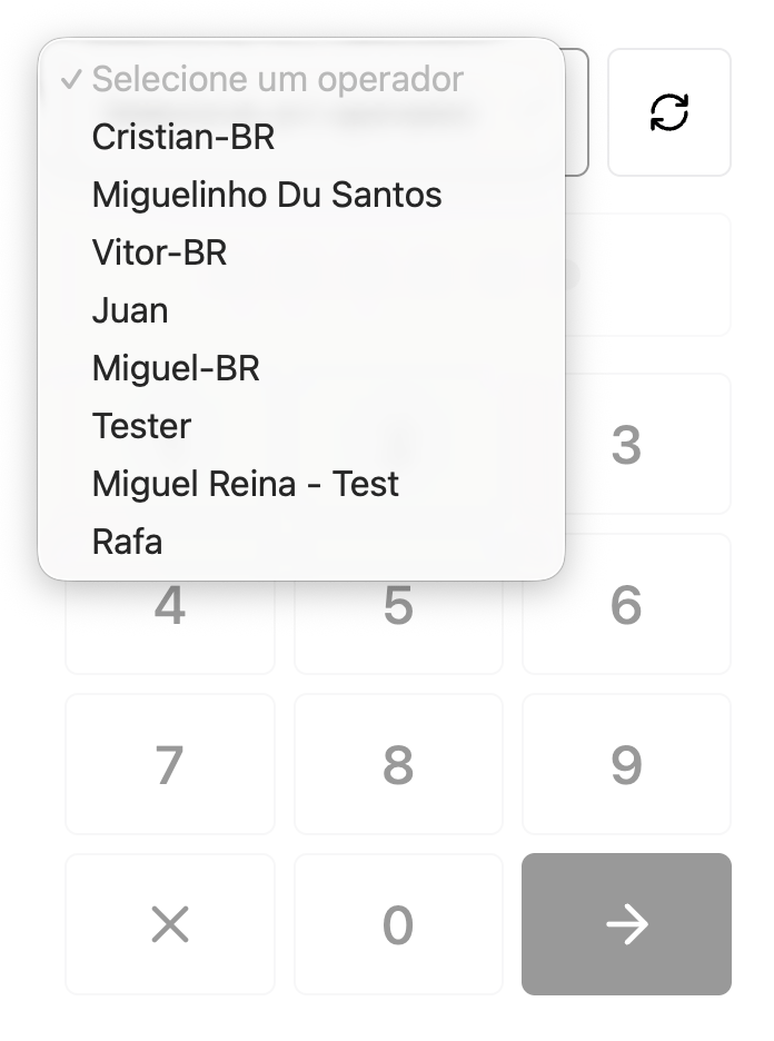 POS cashier selector with the new cashier available