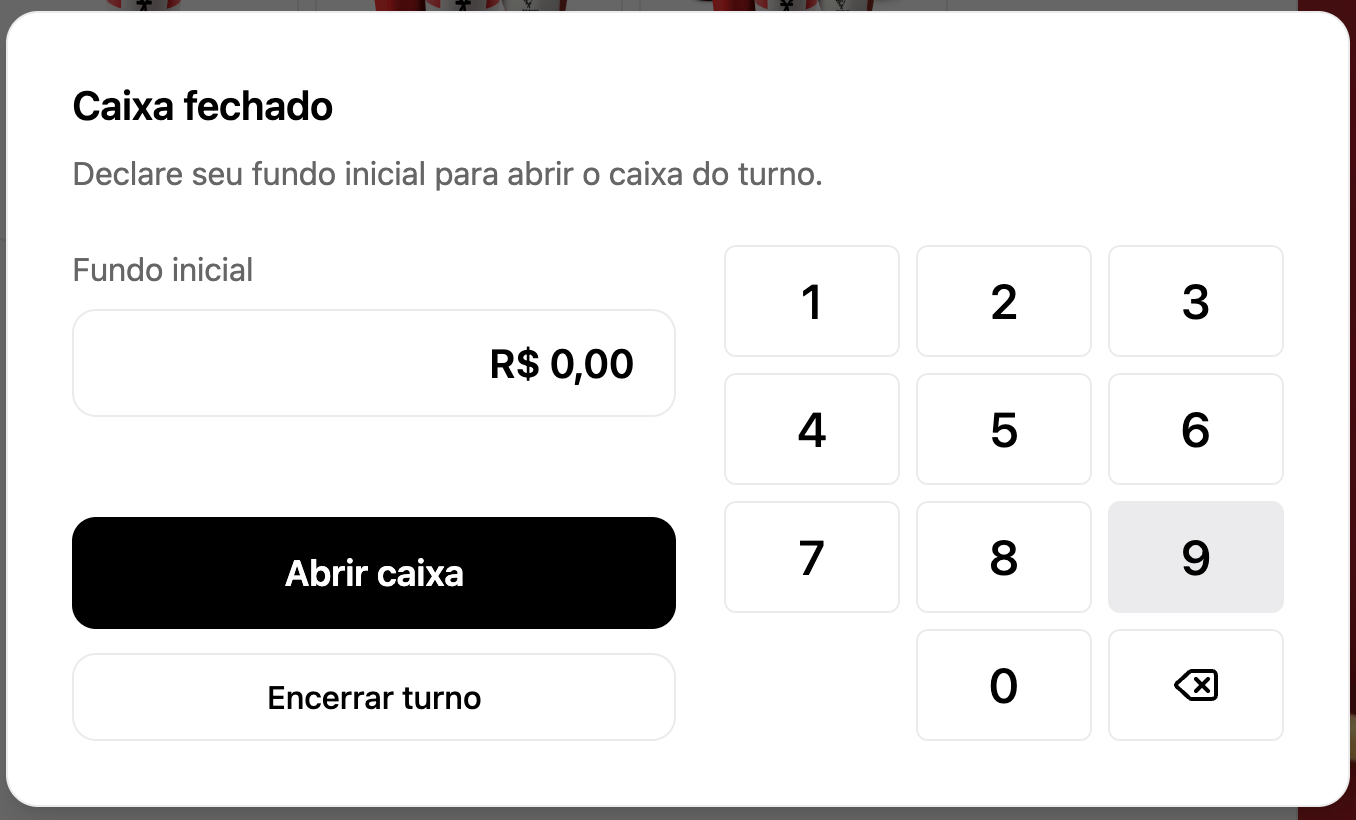 Initial cash fund prompt shown before opening the register