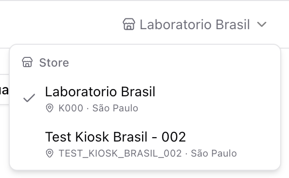 Store selector in the backoffice header
