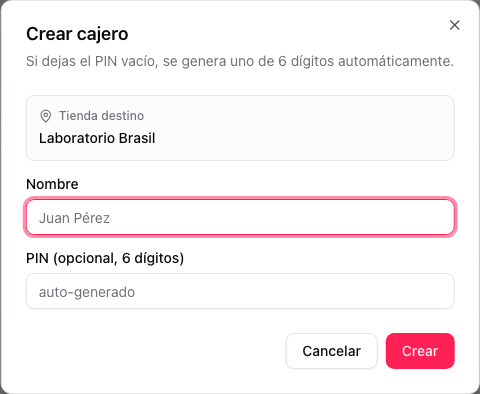 Create cashier form in the Fire backoffice