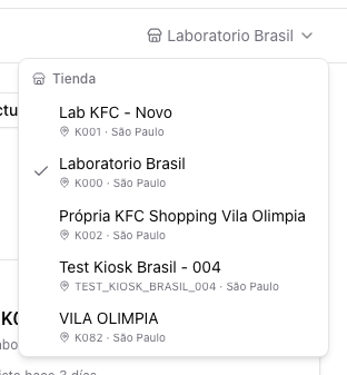 Store selector in the backoffice header