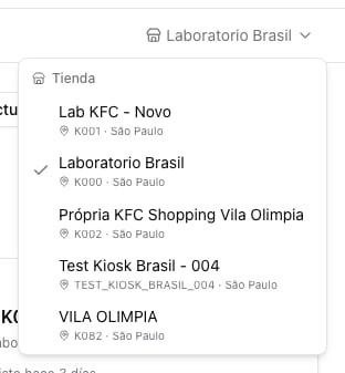 Store selector in the backoffice header