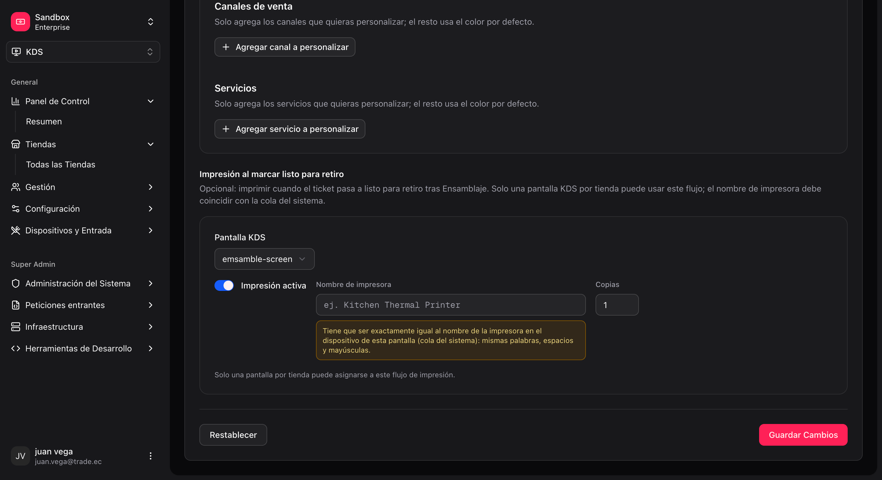 Ready-for-pickup printing configuration