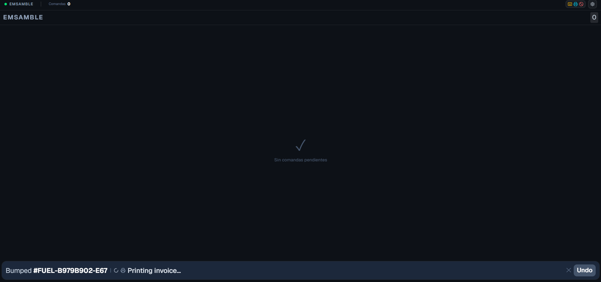 Undo bar shown after sending an order