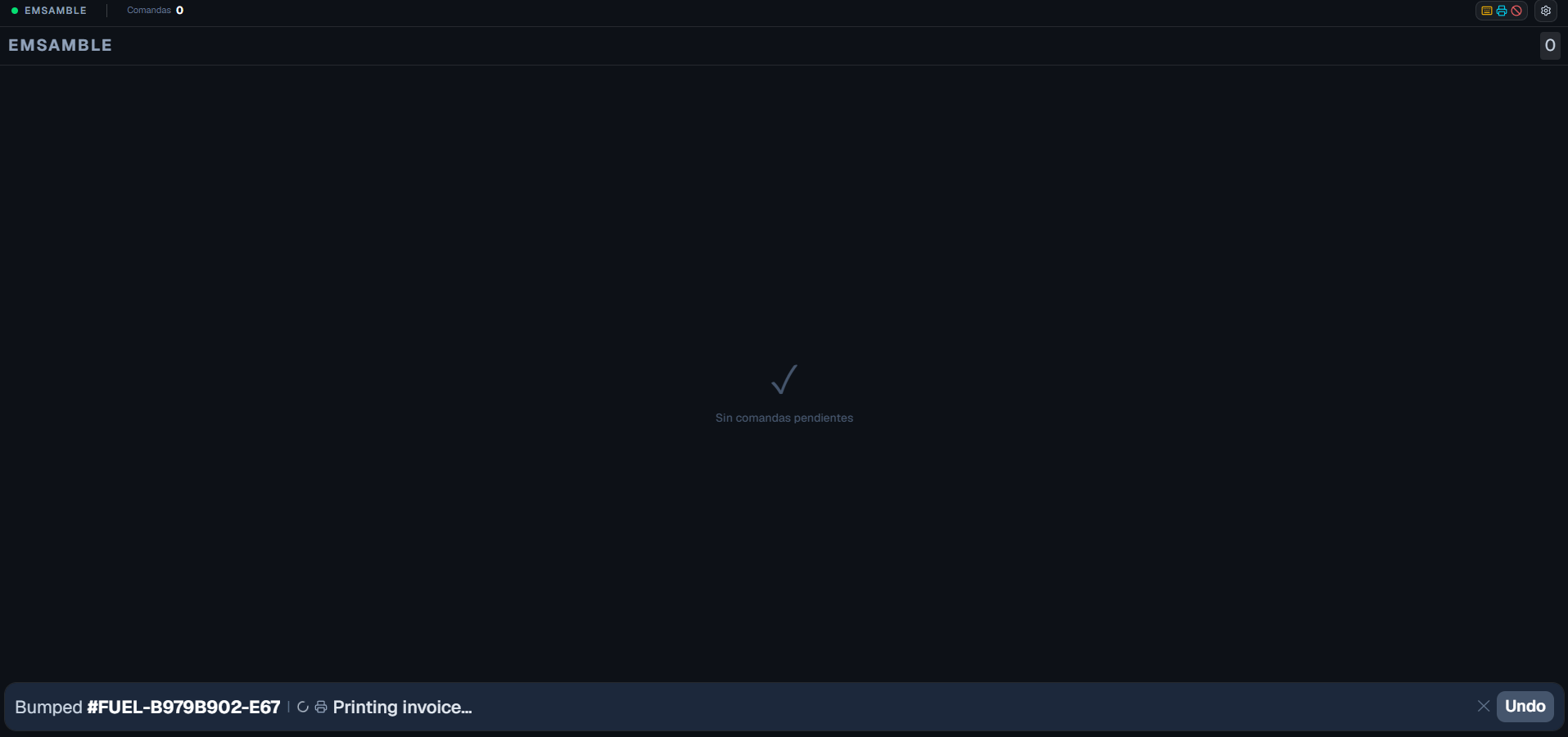 Undo bar shown after sending an order