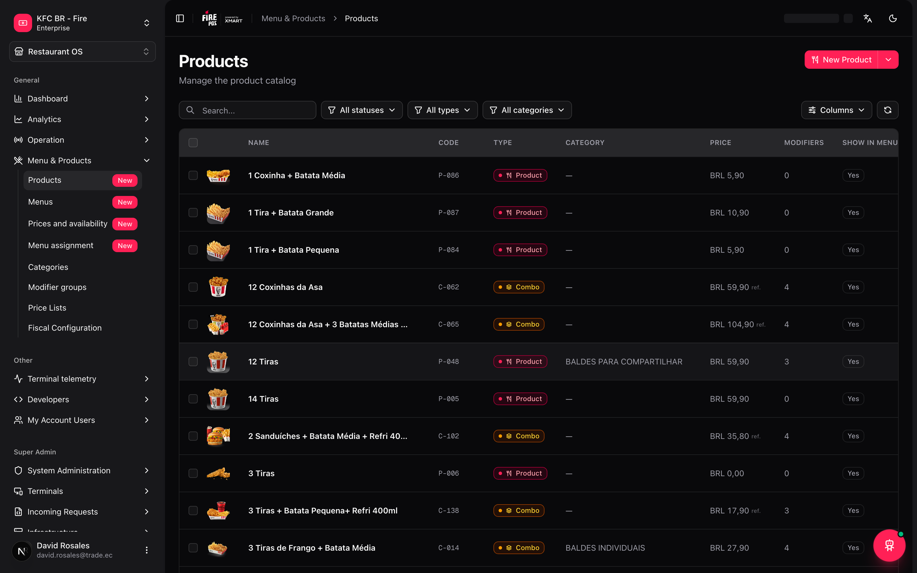 Floating Catalog Agent button over the products screen
