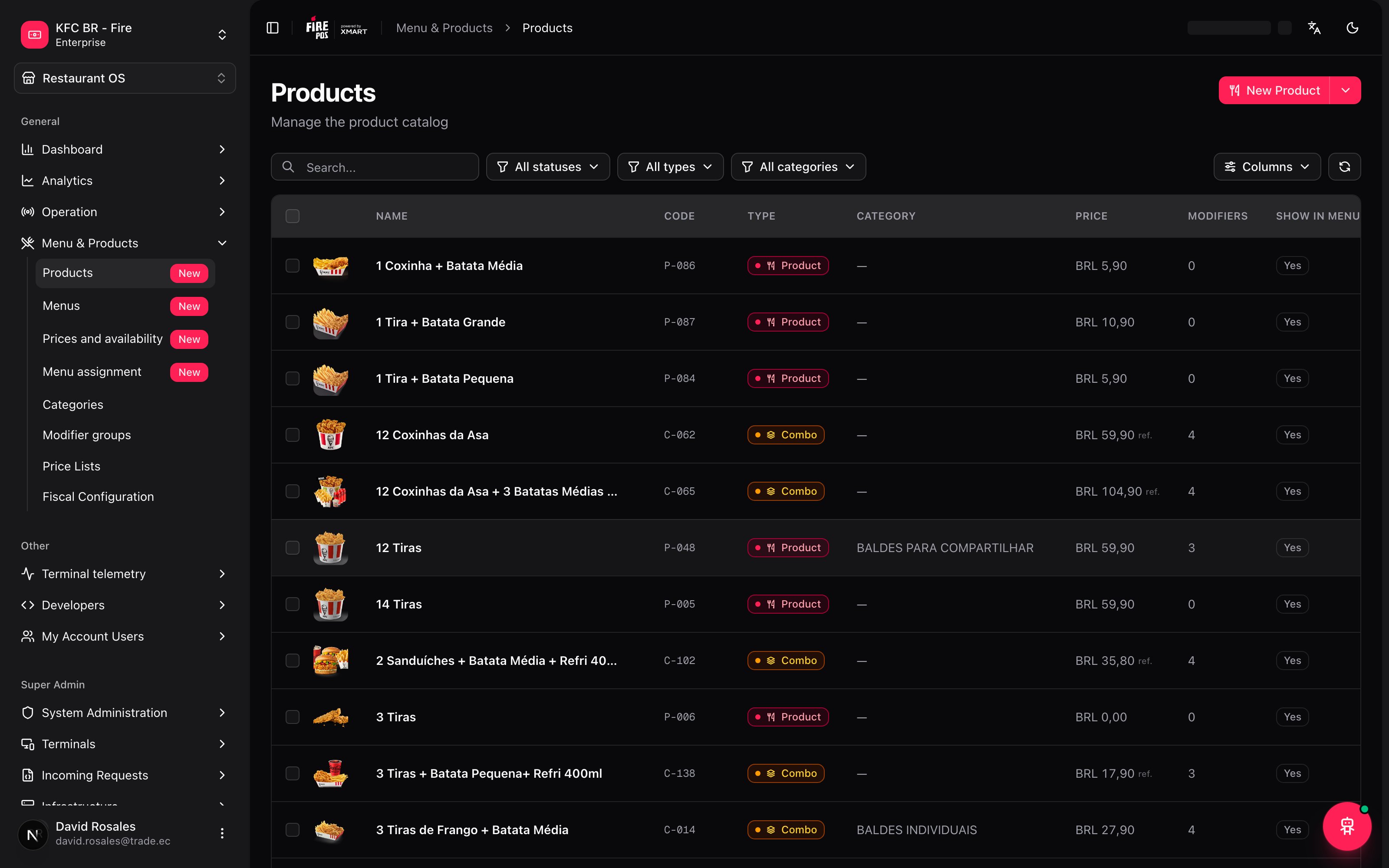 Floating Catalog Agent button over the products screen