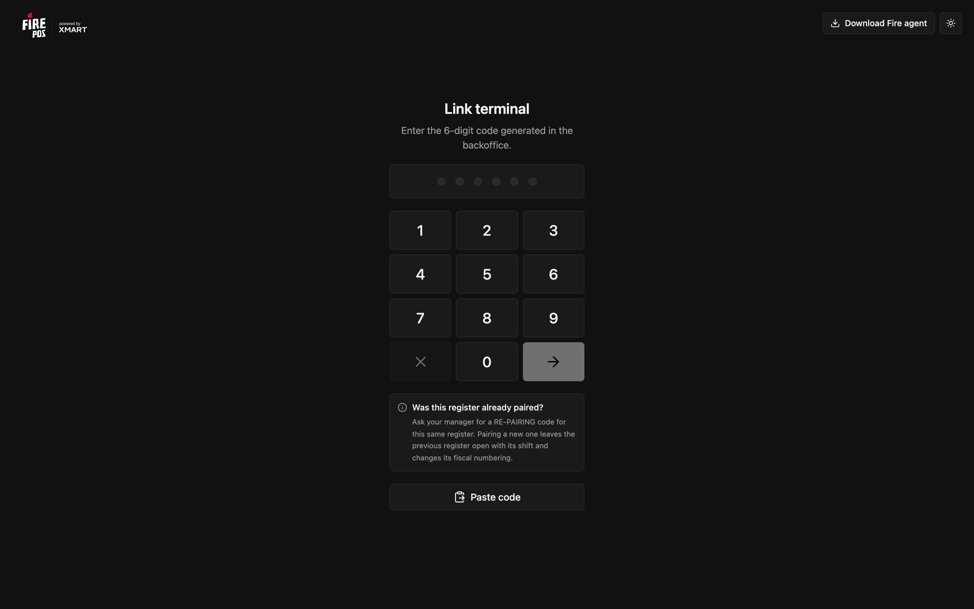 POS Link terminal screen with the numeric keypad