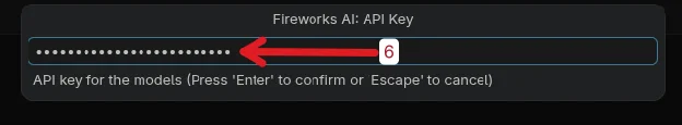 Fireworks API key entry field