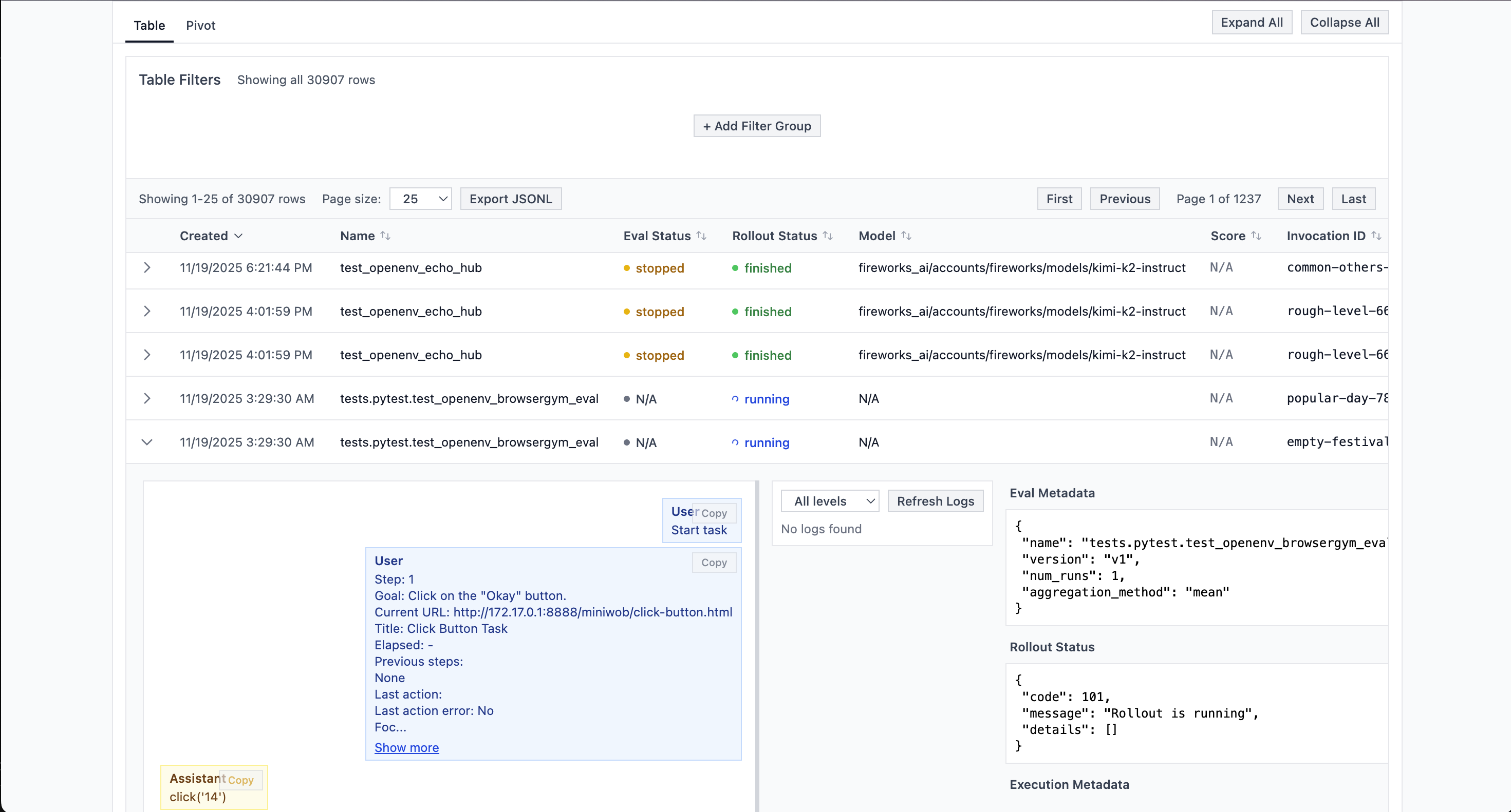 TRL rollouts in Eval Protocol logs