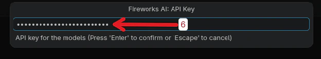 Fireworks API key entry field
