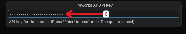 Fireworks API key entry field