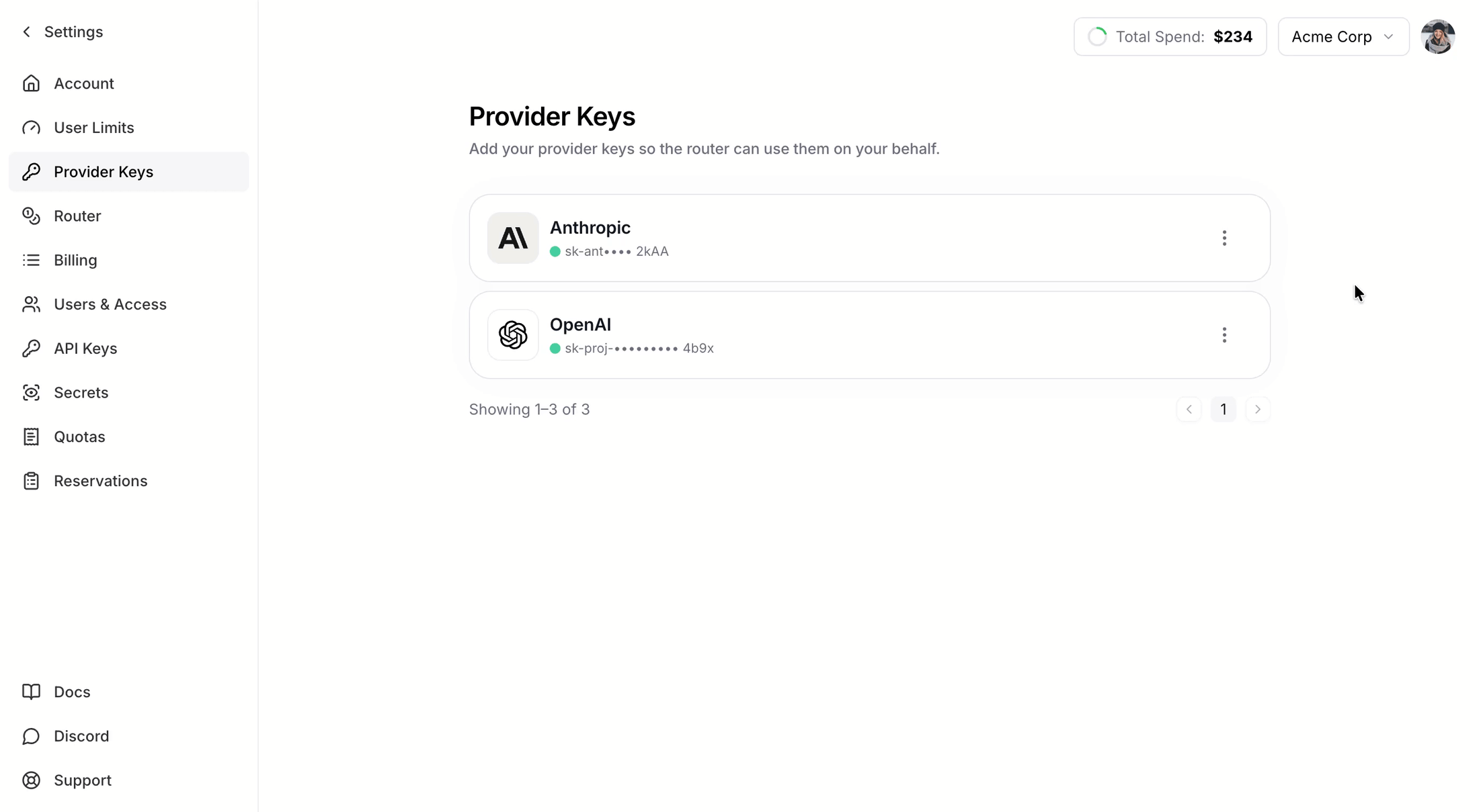 Replacing the key value for a connected provider
