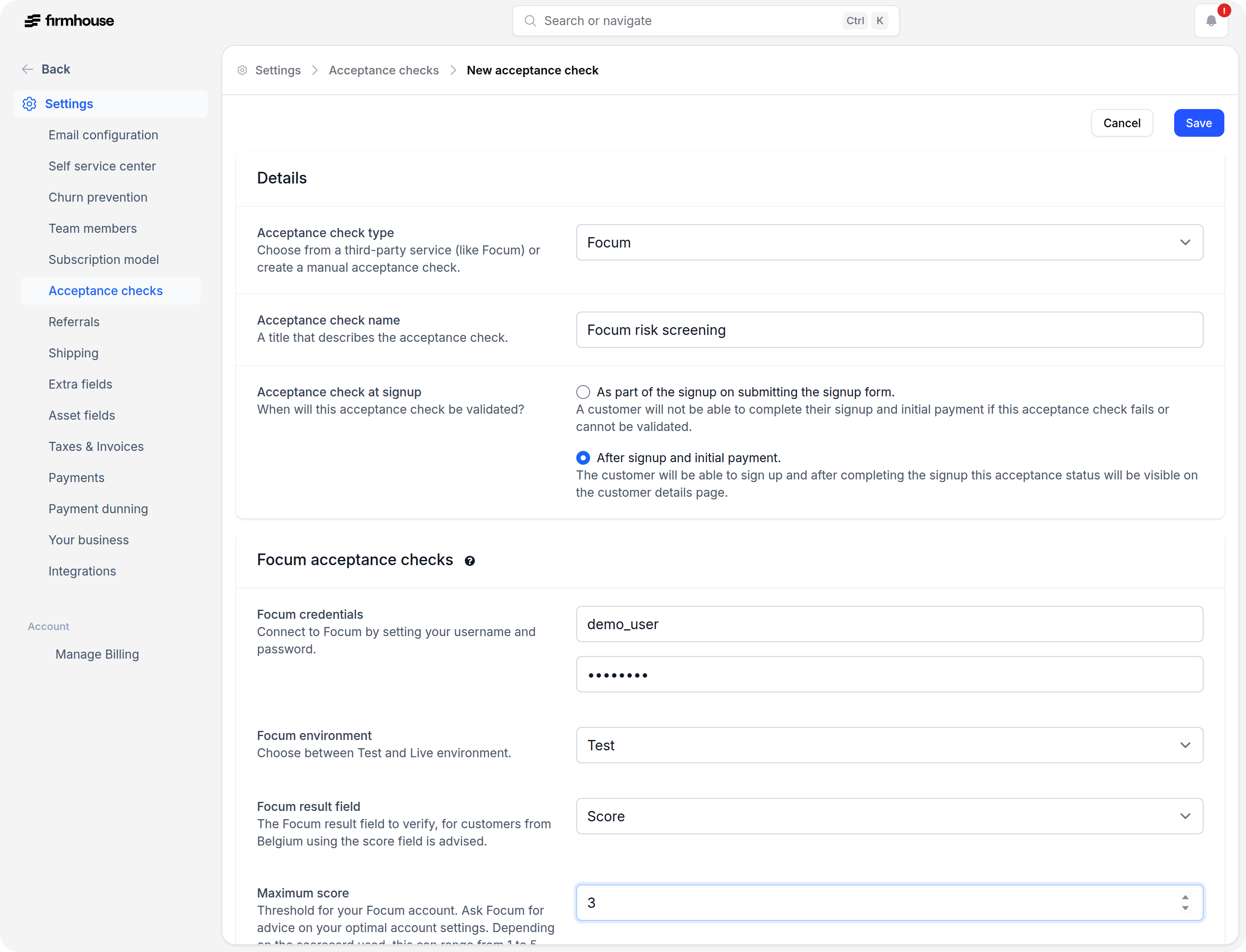 Focum Configuration