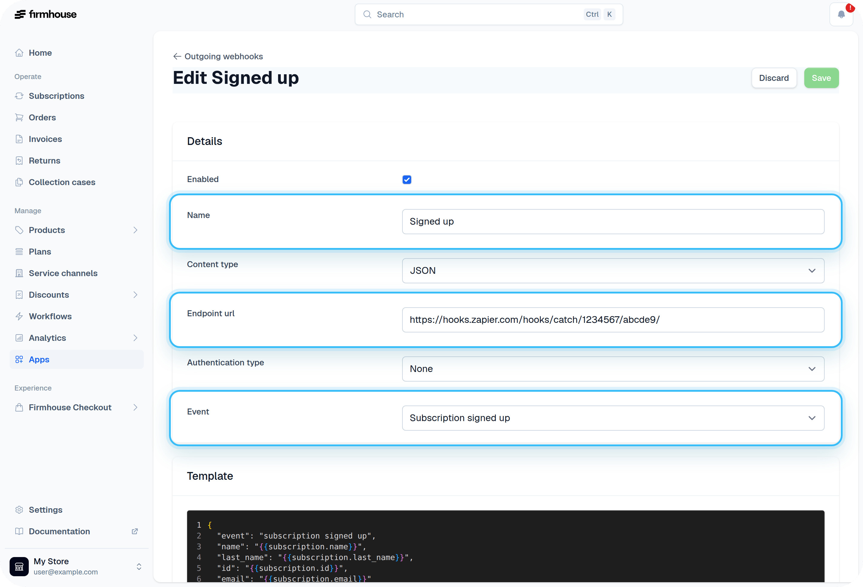 Firmhouse webhook configuration
