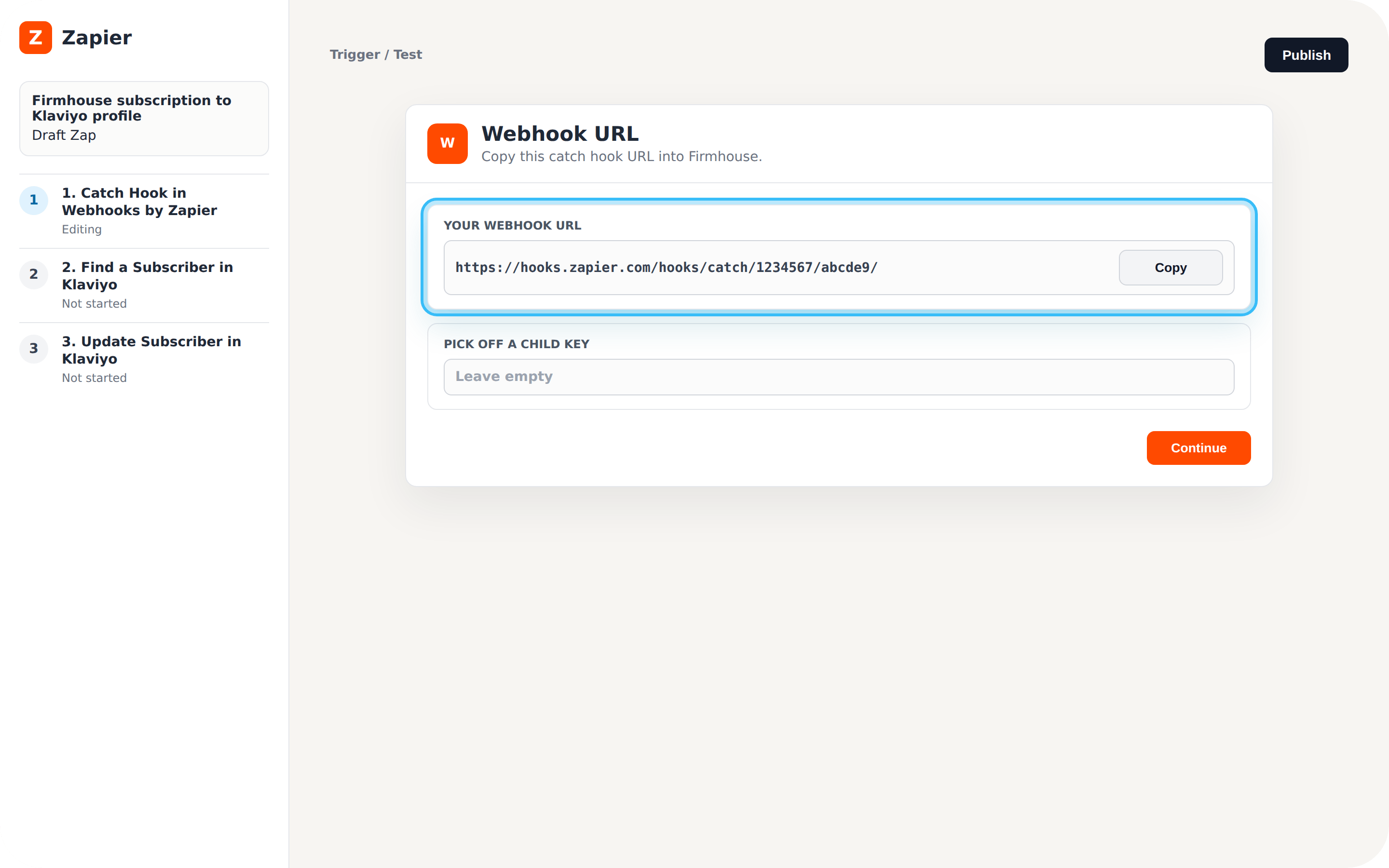Zapier webhook URL
