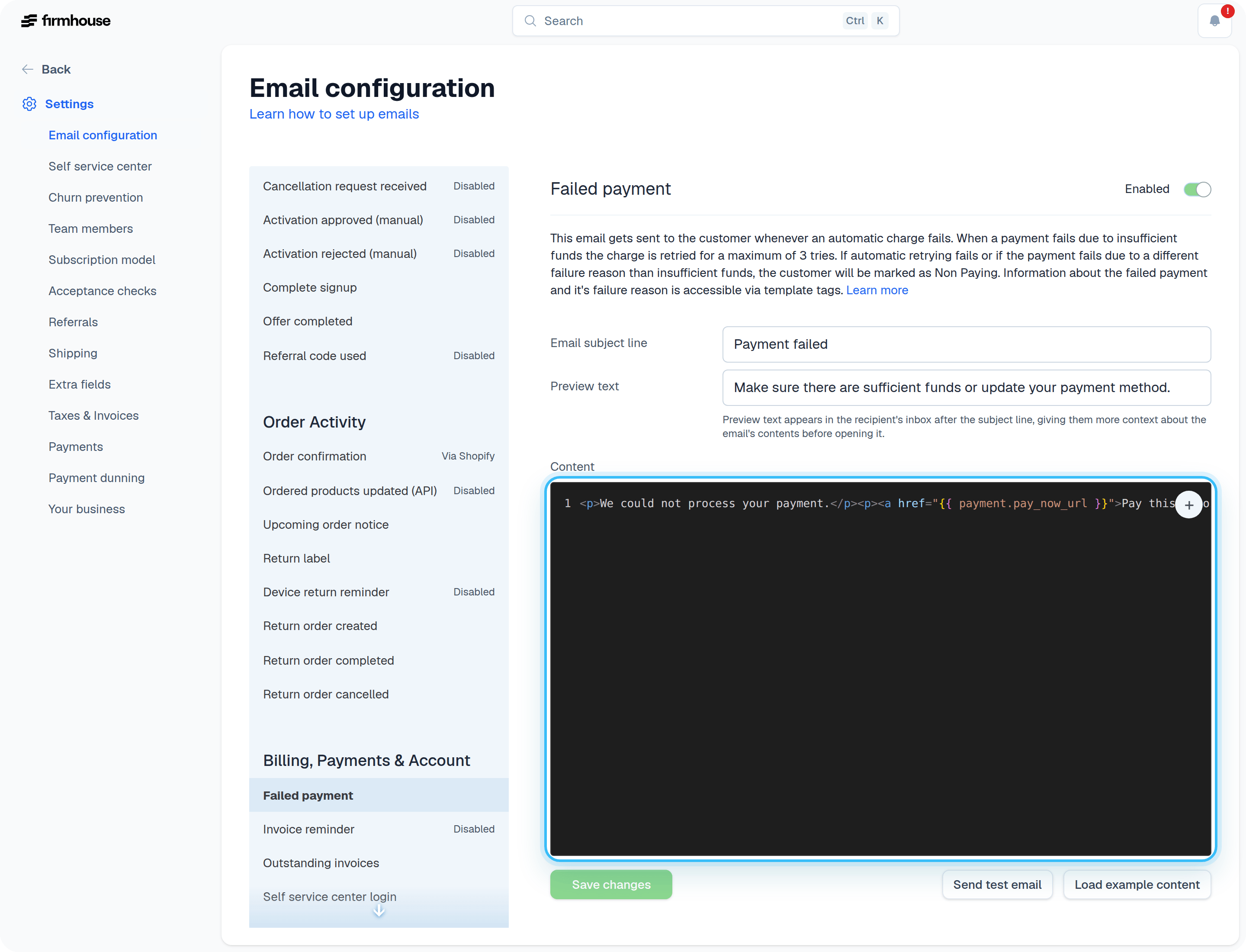 Failed Payment Email Template