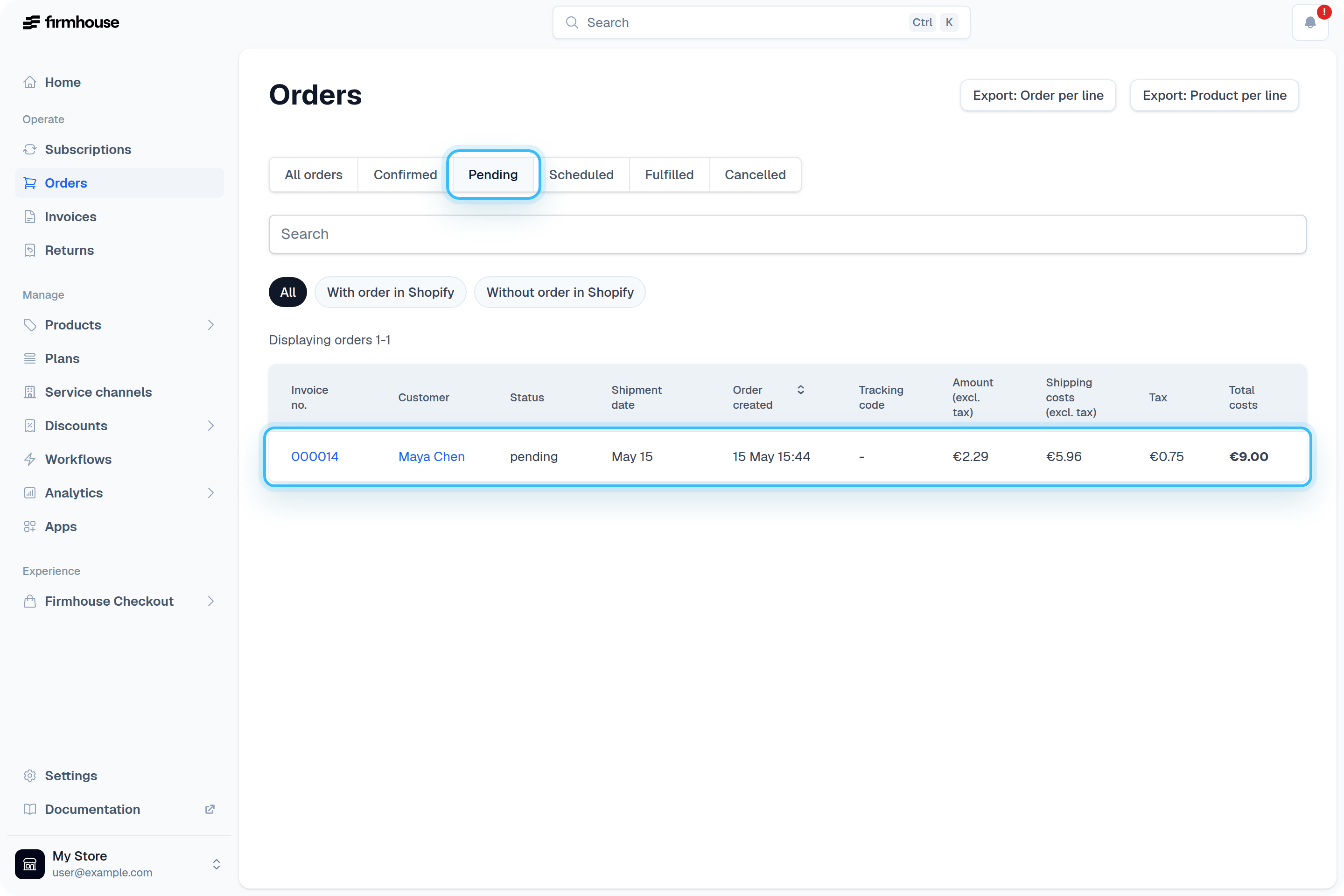Pending Order Status